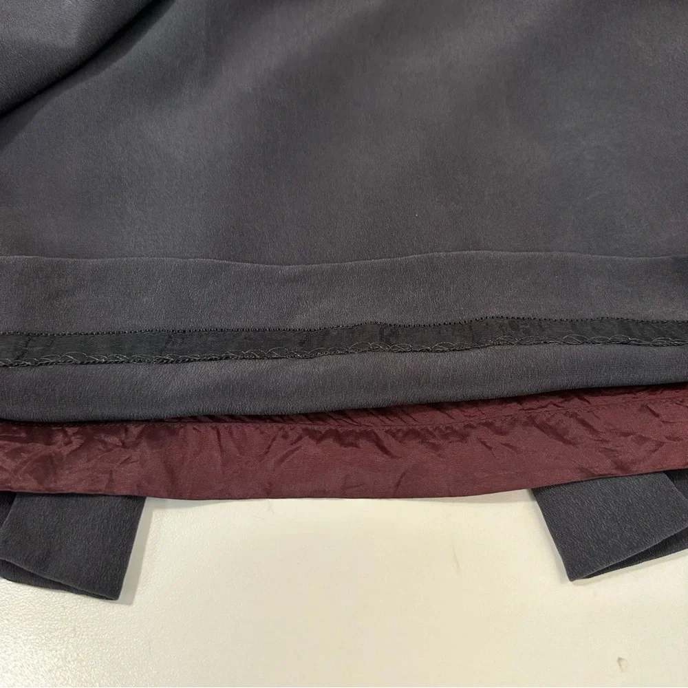 JONES NEW YORK Silk Maxi Skirt 6 Petite Lined Gray Back Zip Back Vent